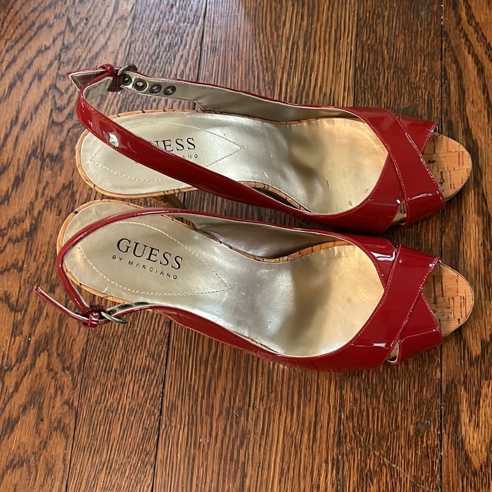 Red Sale! New Guess Red Open Toe High Heels - image 3